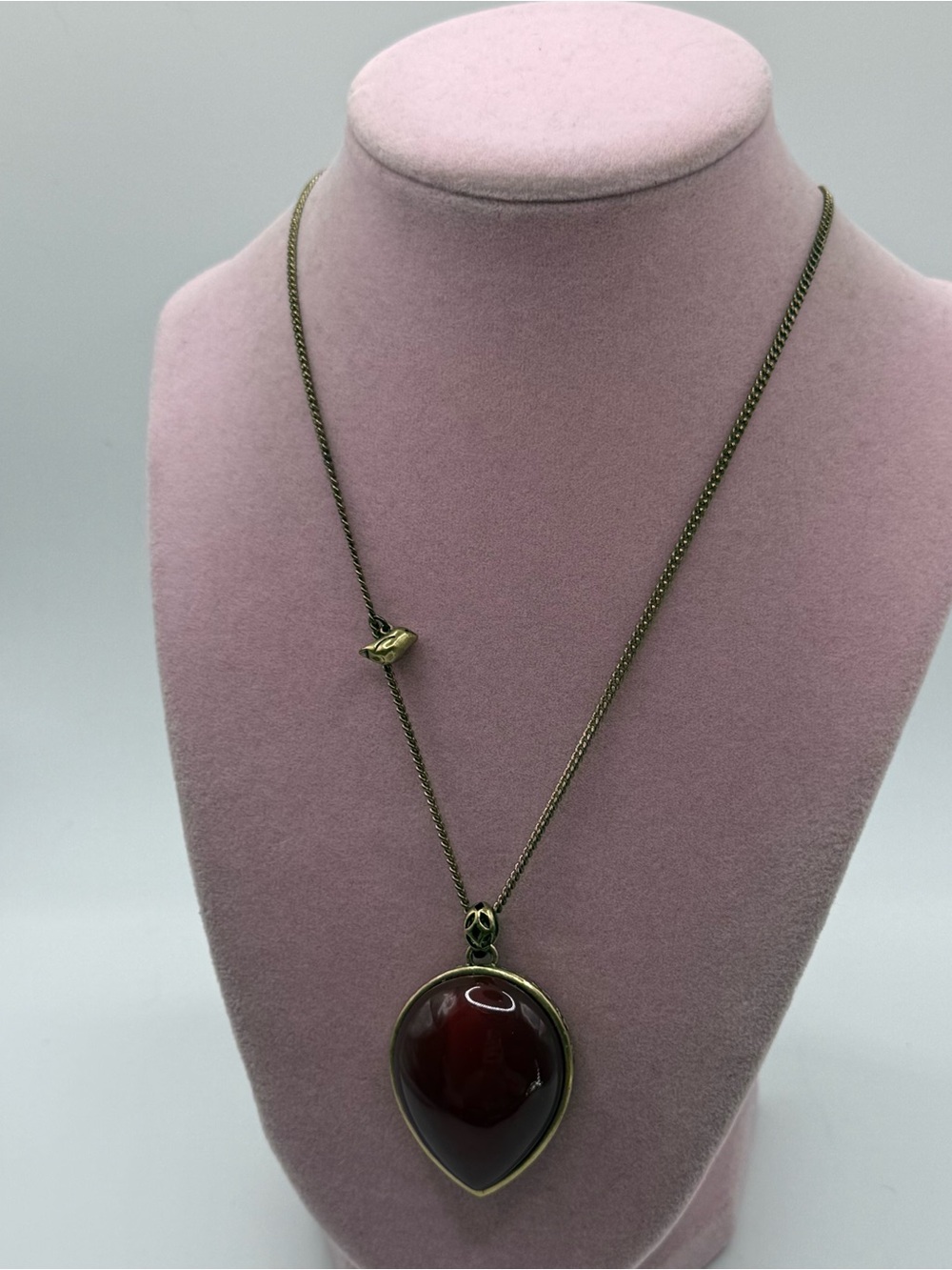 Fossil Gold-Tone Necklace with Red Teardrop Pendant